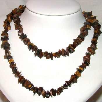 NSA|Long wire necklace of Chips semi-precious stones tiger's eye 90 cm without clasp