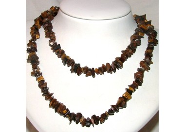 NSA|Long wire necklace of Chips semi-precious stones tiger's eye 90 cm without clasp