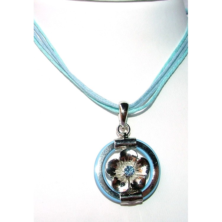 NSA|collana laccio azzurro ciondolo fiore per donna girocollo