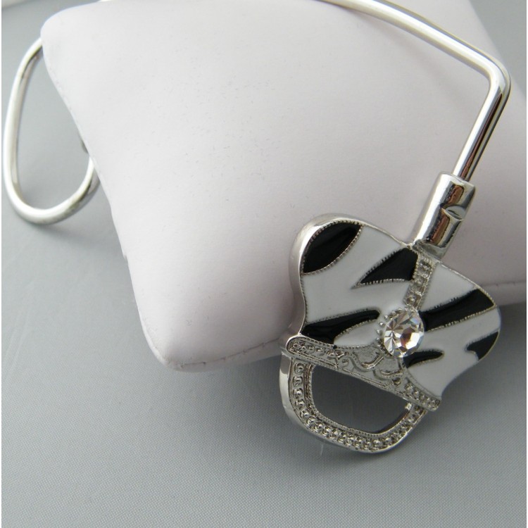 NSA|black and white enamelled rhinestone hook purse clasp