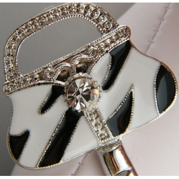 NSA|black and white enamelled rhinestone hook purse clasp