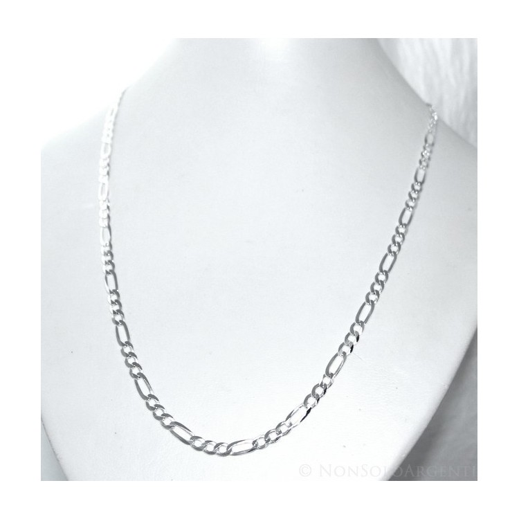 NSA|ARGENTO 925 : Collana e Bracciale uomo catena figaro 5 mm modello 3 + 1 sbiancata e piena