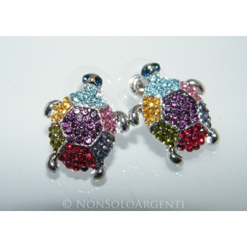 NSA|turtle earrings with colored rhinestones pin butterfly woman