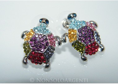 NSA|orecchini tartaruga con strass colorati perno farfallina donna
