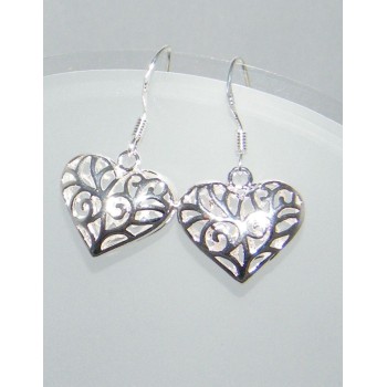 NSA|light silver laminated earrings, rounded pierced hearts pendants