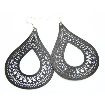 NSA|large drop pendant earrings I love perforated woman light a pair