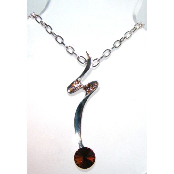 NSA|Costume Jewelery Necklace Long cognac rhinestone pendant