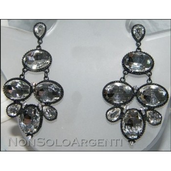 NSA|large black rhinestone long earrings for dark women