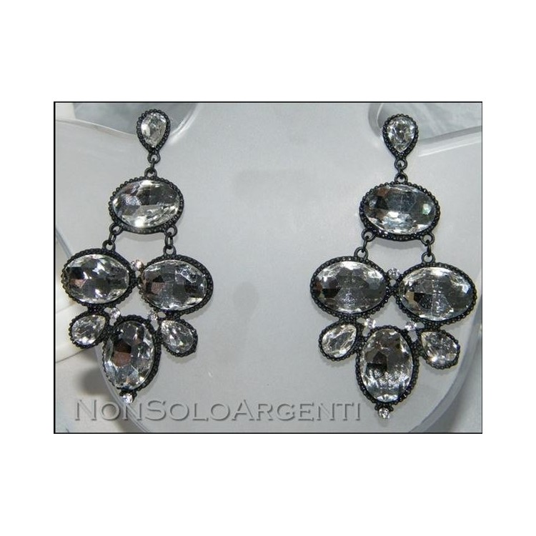 NSA|large black rhinestone long earrings for dark women