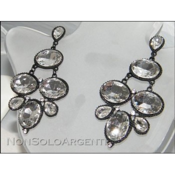 NSA|large black rhinestone long earrings for dark women