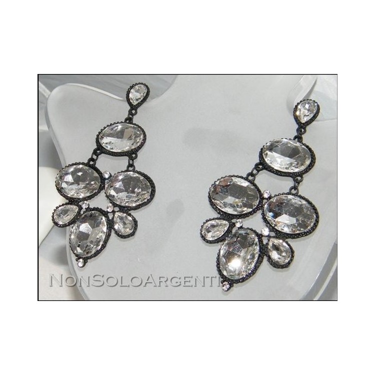 NSA|large black rhinestone long earrings for dark women