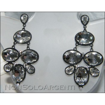 NSA|large black rhinestone long earrings for dark women