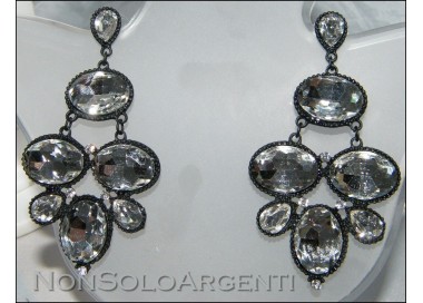 NSA|large black rhinestone long earrings for dark women