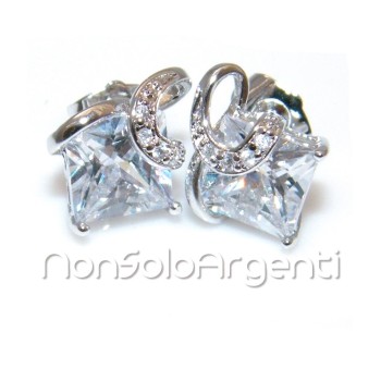 NSA|orecchini rombo quadrato zircone riciolo rodiati 18kgf donna
