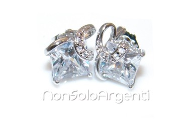 NSA|rhodium plated rhodium plated square rhombus zircon earrings 18kgf woman