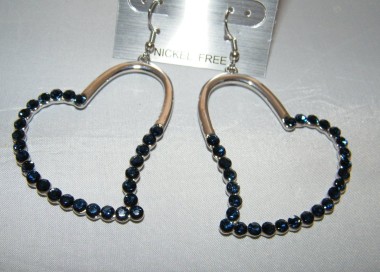 NSA|shiny women's silver plated large midnight blue rhinestone long earrings