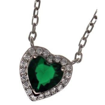 NSA|Necklace 925 silver heart white and colored zircons woman