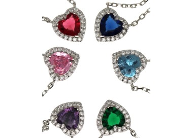 NSA|Collier argento 925 cuore zirconi bianchi e colorati donna