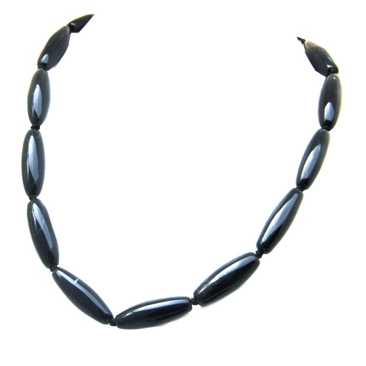 NSA|collana perle allungate nere etnica girocollo pietre 50cm