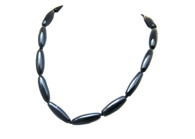 NSA|collana perle allungate nere etnica girocollo pietre 50cm
