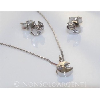 NSA|Parure mezza luna in argento 925 collana e Orecchini abbinati