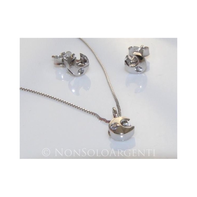 NSA|Parure mezza luna in argento 925 collana e Orecchini abbinati