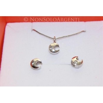 NSA|Parure mezza luna in argento 925 collana e Orecchini abbinati