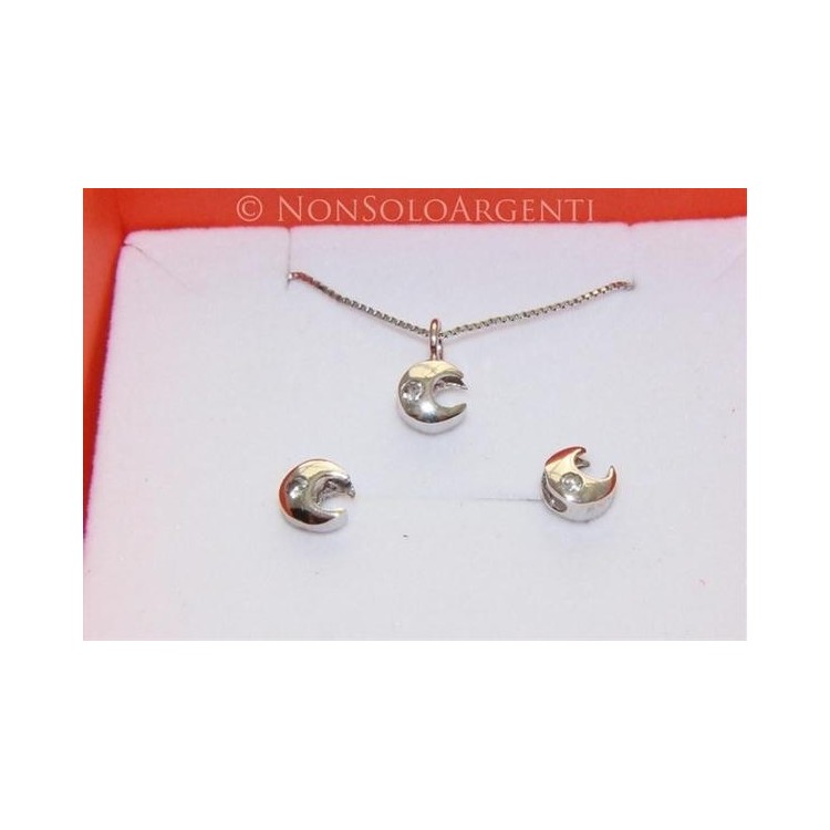 NSA|Parure mezza luna in argento 925 collana e Orecchini abbinati