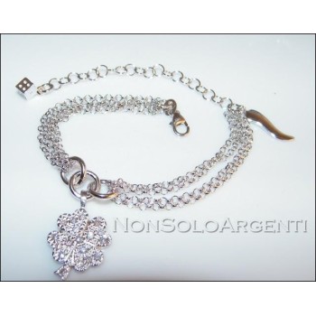 NSA|925 silver bracelet charm four-leaf clover horn zircon nut and pendant