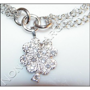 NSA|bracciale argento 925 charm quadrifoglio cornetto dado zirconi e ciondolo