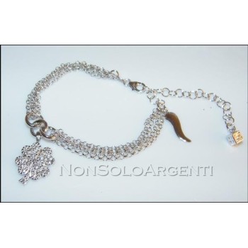 NSA|925 silver bracelet charm four-leaf clover horn zircon nut and pendant