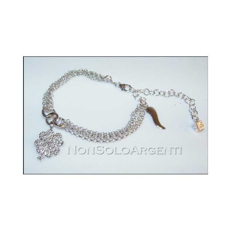 NSA|925 silver bracelet charm four-leaf clover horn zircon nut and pendant