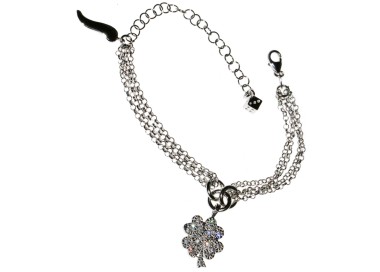 NSA|925 silver bracelet charm four-leaf clover horn zircon nut and pendant