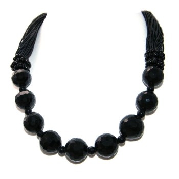 NSA|torchon black agate necklace natural stones for women