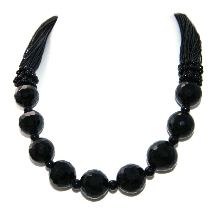 NSA|torchon black agate necklace natural stones for women