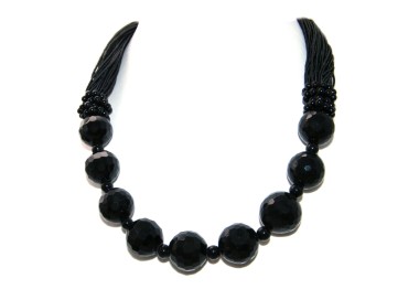 NSA|torchon black agate necklace natural stones for women