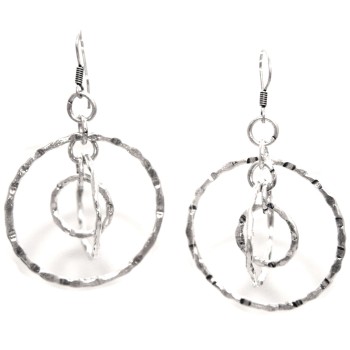 NSA|925 silver earrings hammered motion pendants whirling circles