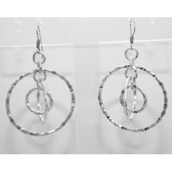 NSA|925 silver earrings hammered motion pendants whirling circles