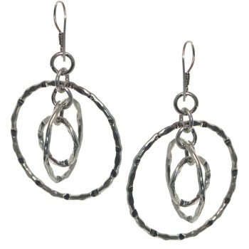 NSA|925 silver earrings hammered motion pendants whirling circles