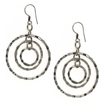 NSA|925 silver earrings hammered motion pendants whirling circles
