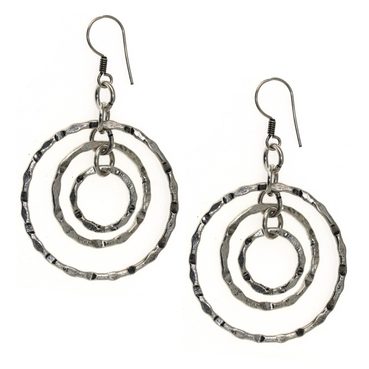 NSA|925 silver earrings hammered motion pendants whirling circles