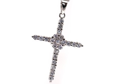 NSA|collana girocollo argento 925 croce ciondolo celtica pave' zirconi bianchi