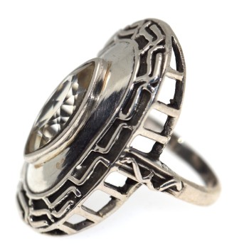 NSA|925 silver oval citrine shuttle ring for women size 15