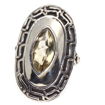 NSA|925 silver oval citrine shuttle ring for women size 15