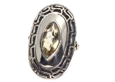 NSA|anello argento 925 navetta citrino ovale per donna misura 15