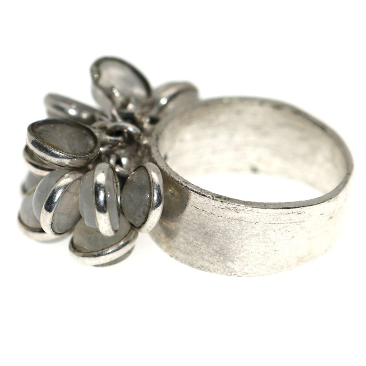NSA|925 silver ring ethnic band Moonstone gem pendants size 16