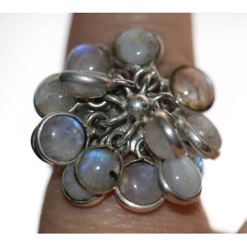 NSA|925 silver ring ethnic band Moonstone gem pendants size 16