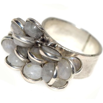 NSA|925 silver ring ethnic band Moonstone gem pendants size 16