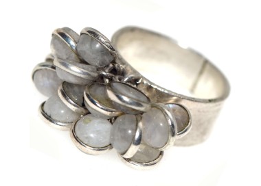 NSA|925 silver ring ethnic band Moonstone gem pendants size 16