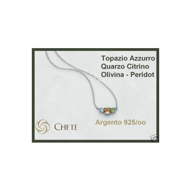 NSA|925 silver collier necklace natural citrine peridot topaz CHETE LAROCHE woman